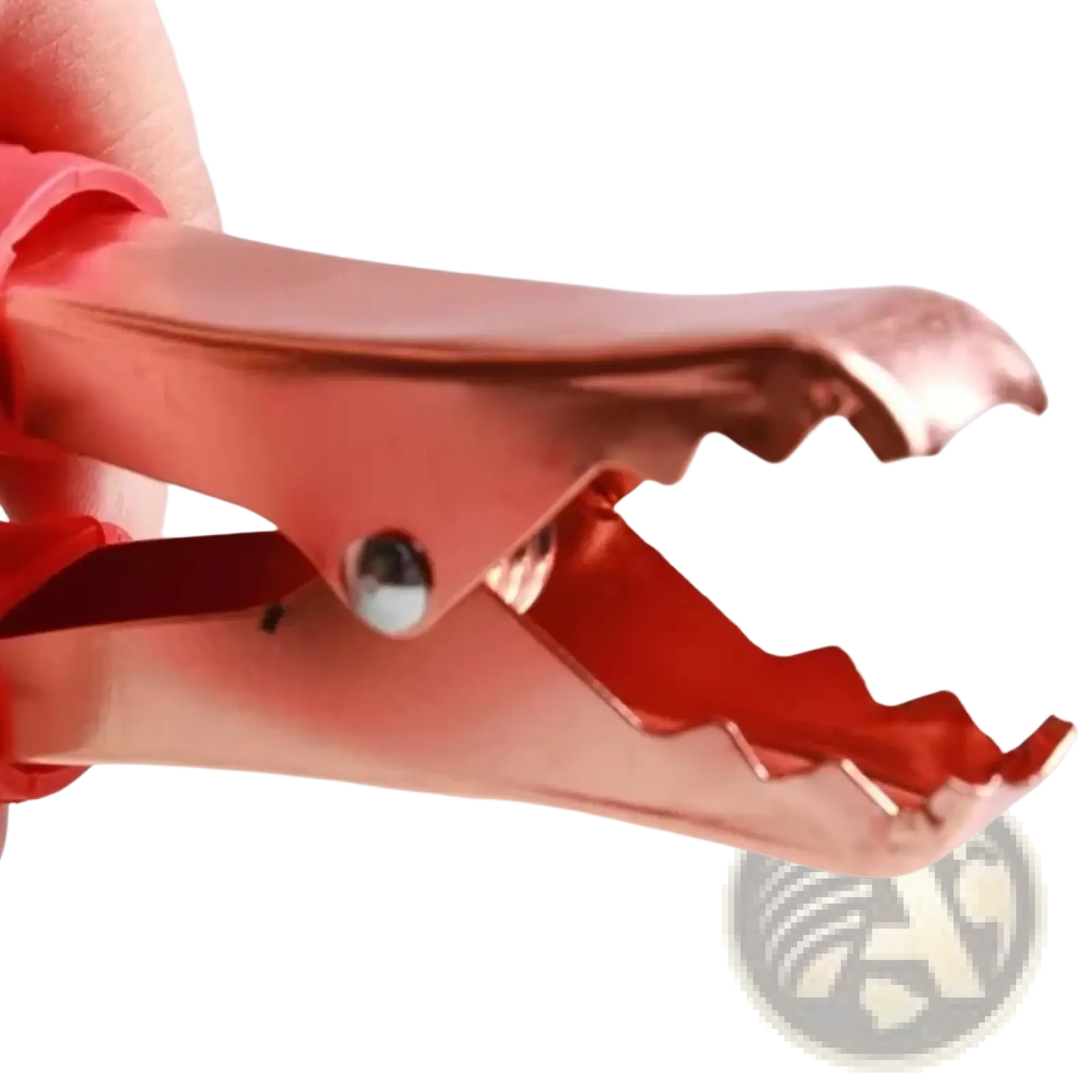 Rose gold metal car booster cables 500a battery jumper clamps with serrated jaws and red insulated handles