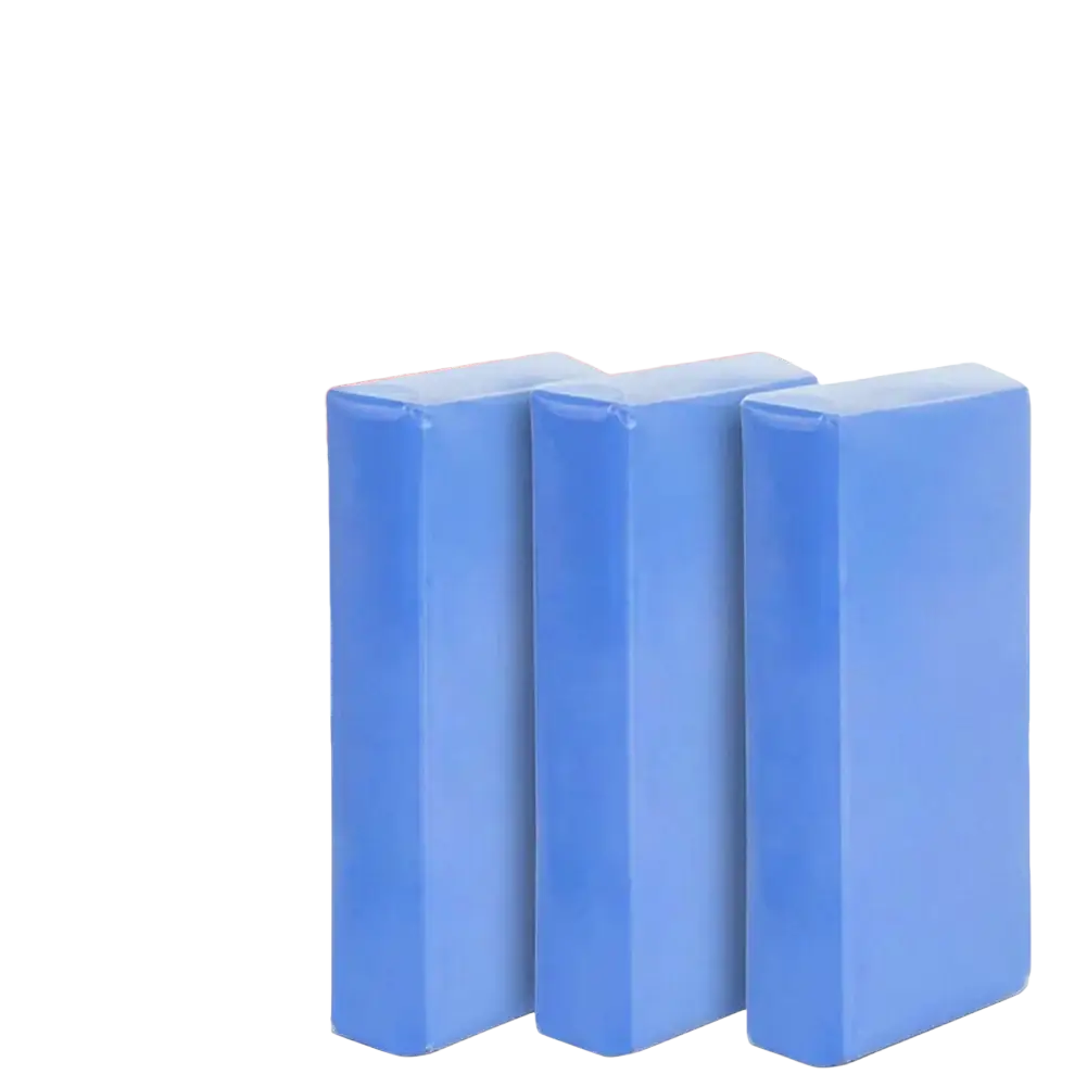 Three blue rectangular clay bar sponges in a 3 pack detailing mud cleaner for car wash and surface cleaning