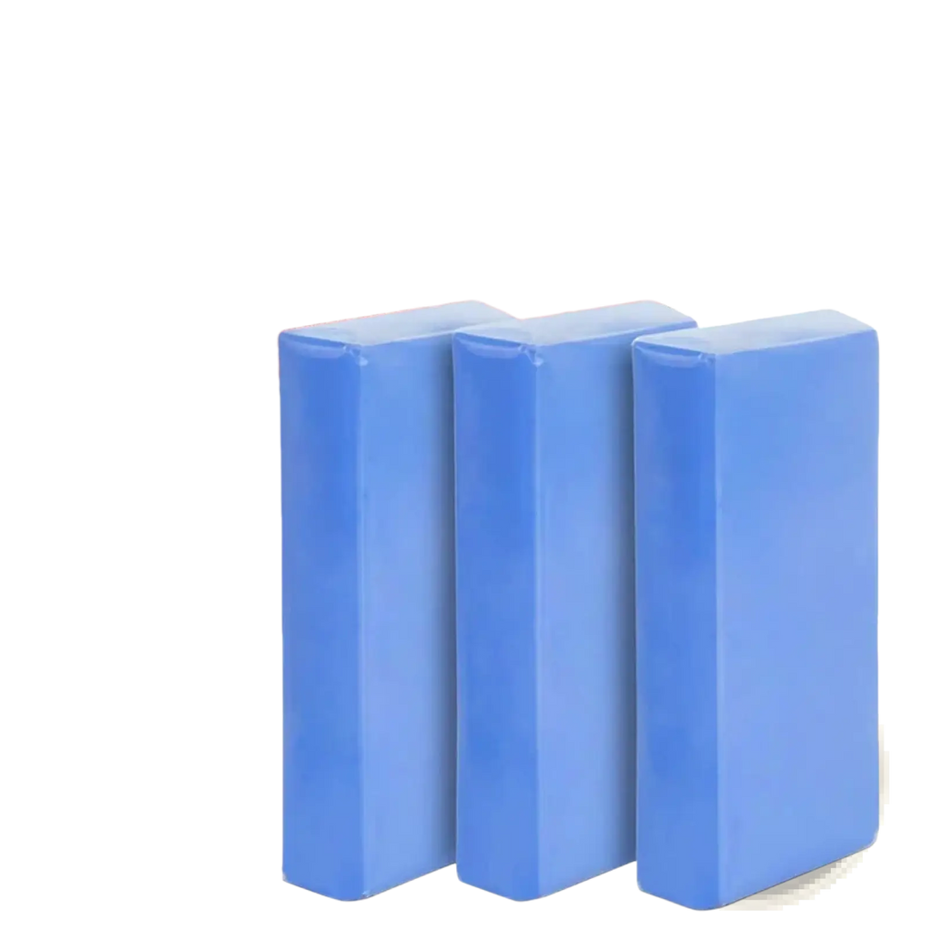 Three blue rectangular clay bar sponges in a 3 pack detailing mud cleaner for car wash and surface cleaning