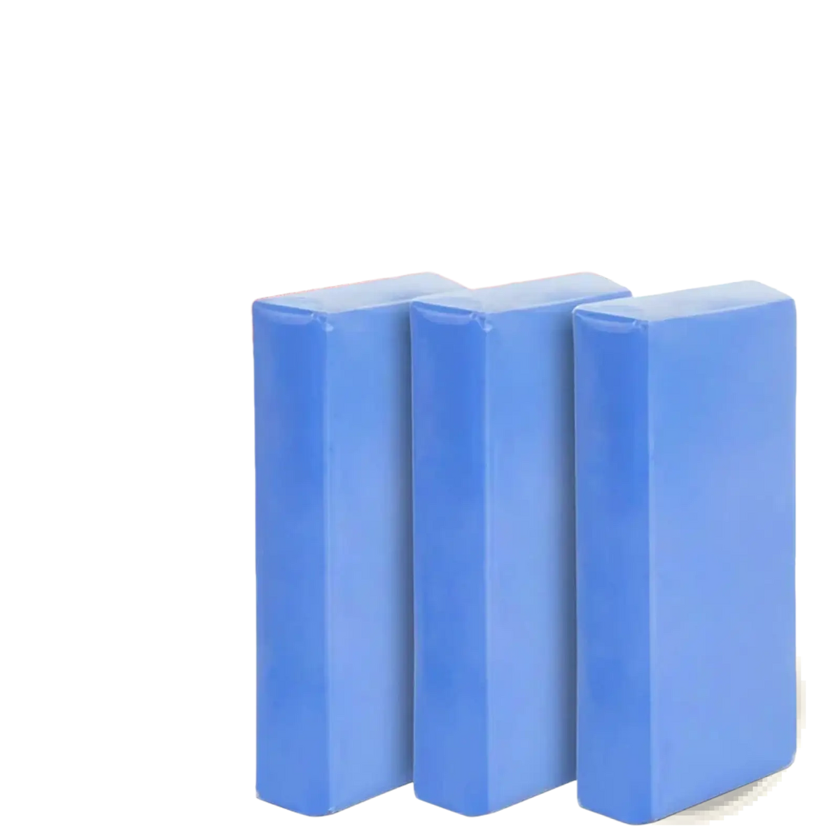 Three blue rectangular clay bar sponges in a 3 pack detailing mud cleaner for car wash and surface cleaning