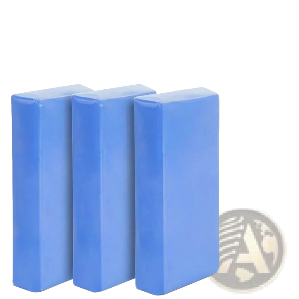 Three solid blue rectangular bars of car clay bar 3 pack detailing mud cleaner for automotive surface preparation