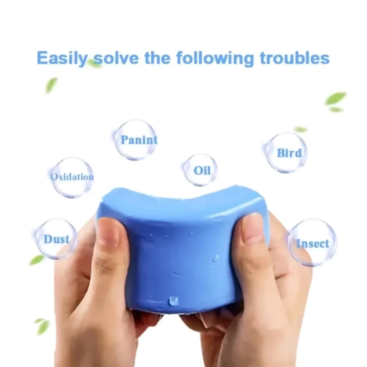 Blue flexible car cleaning clay bar sponge designed to remove paint oil bird droppings dust and insect residue