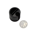 Black cylindrical plastic car coin card organizer holder with circular cutout and internal slot design for storage