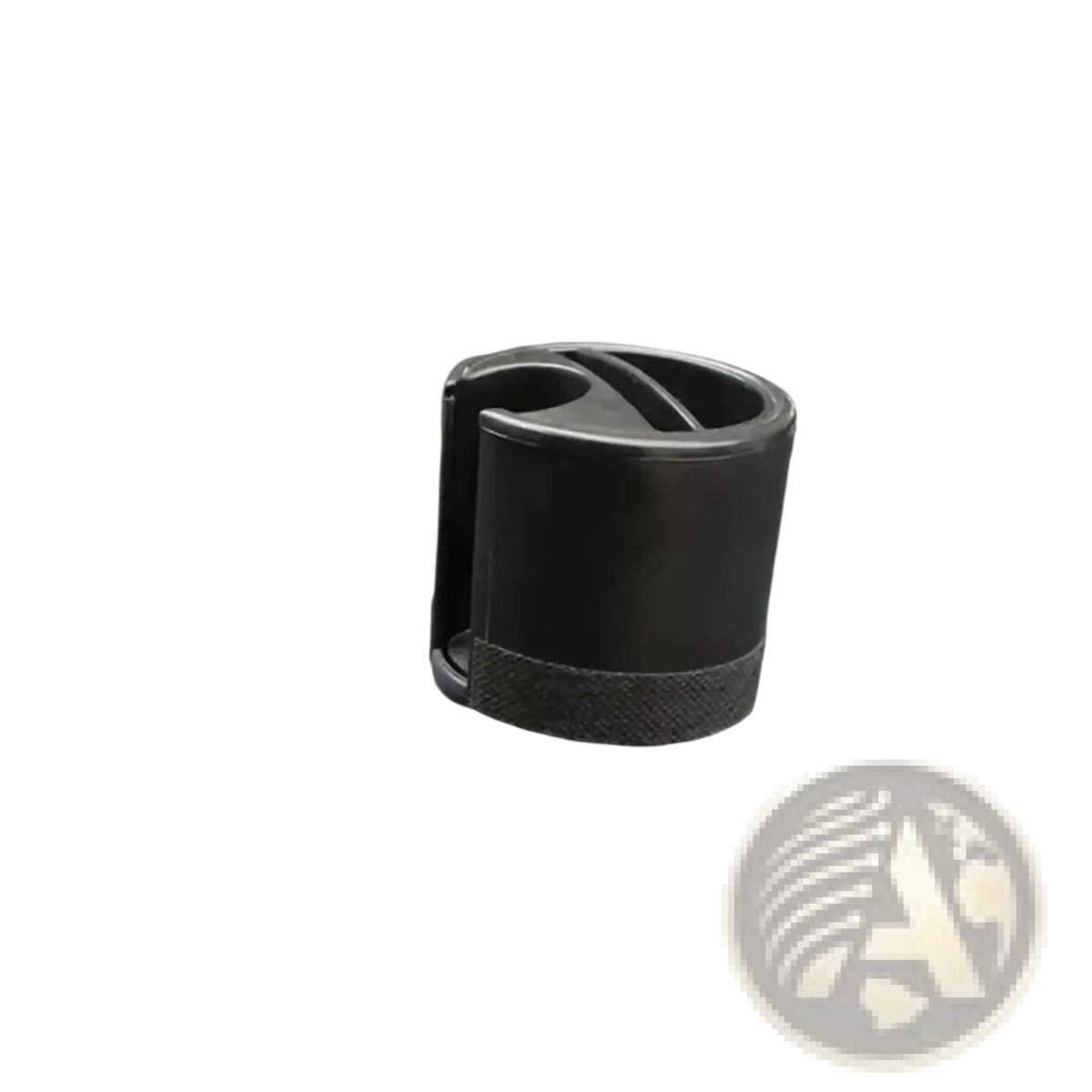 Black plastic car coin card organizer holder with textured grip band for secure cup holder clip storage