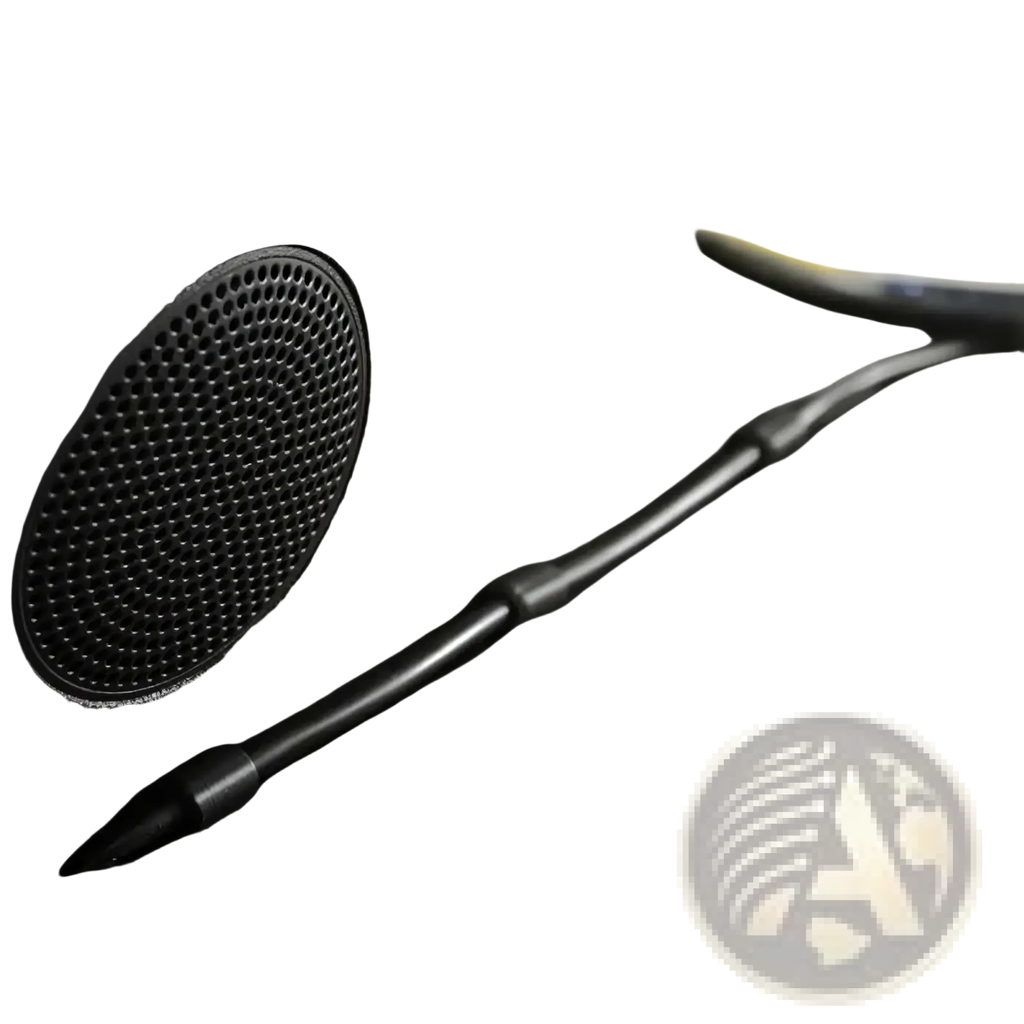 Black car dashboard cable clips with textured speaker grille and circular perforations for wire organization