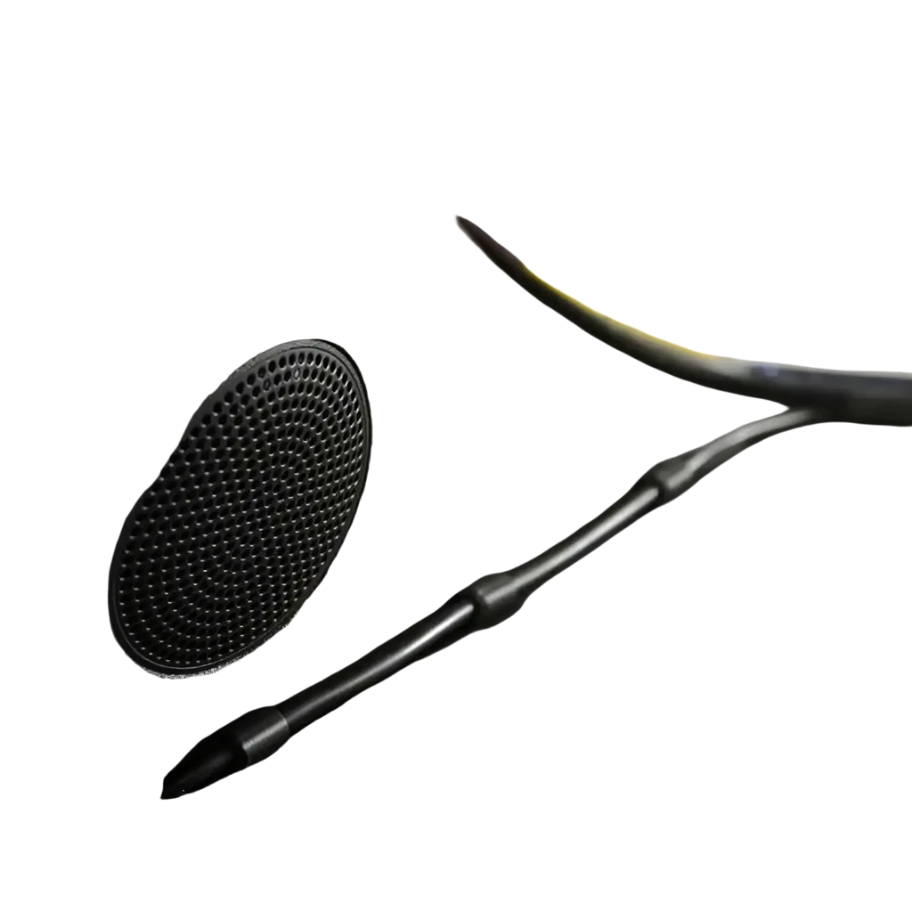 Black circular car speaker with perforated grille embedded in dashboard for cable clips interlocking wire organizers