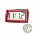 Red rectangular car dashboard digital clock mini adhesive electronic timepiece with white display showing 11 12