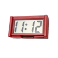 Red rectangular car dashboard digital clock mini adhesive electronic timepiece with white display showing 11 12
