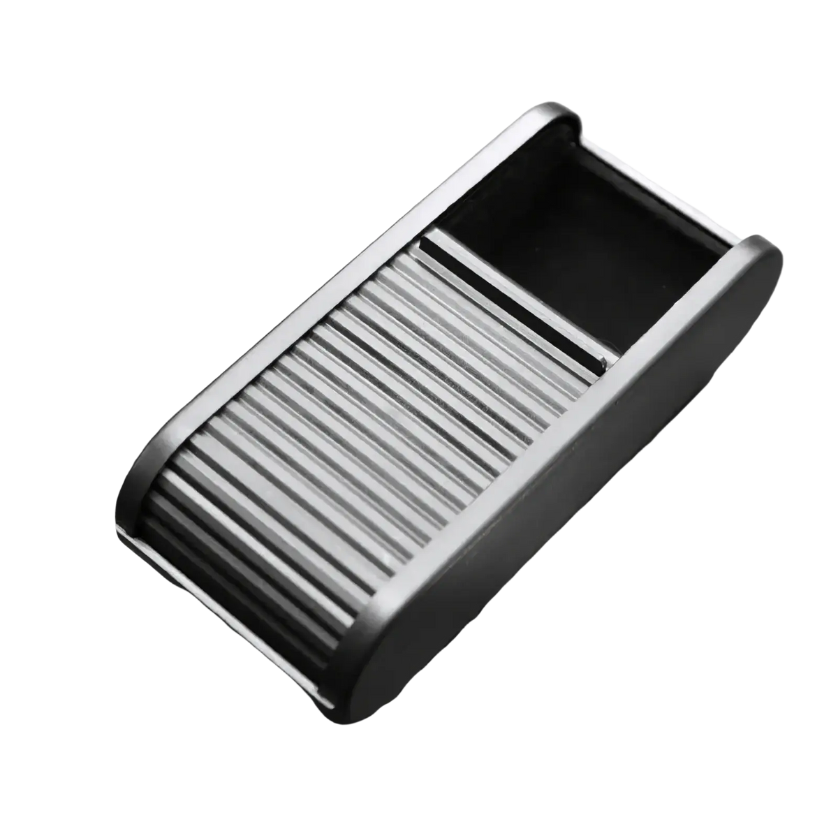 Black metal car dashboard organizer with lid coin holder ribbed interior sleek modern design for center console