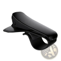 Black plastic car dashboard phone mount with sleek curved design and clip mechanism for rotatable gps holding