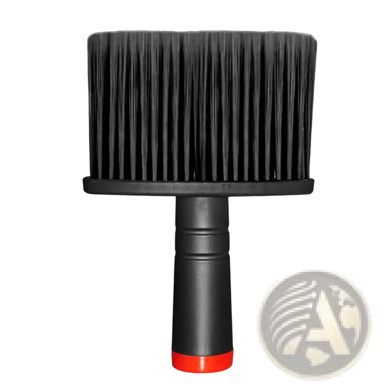 Black car detailing brush with dense stiff bristles and textured grip handle accented by red base for soft interior cleaning