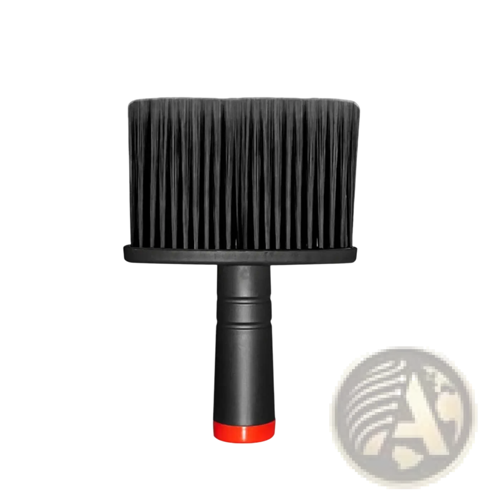 Black plastic-handled car detailing brush with dense stiff black bristles and red accent for soft interior cleaning