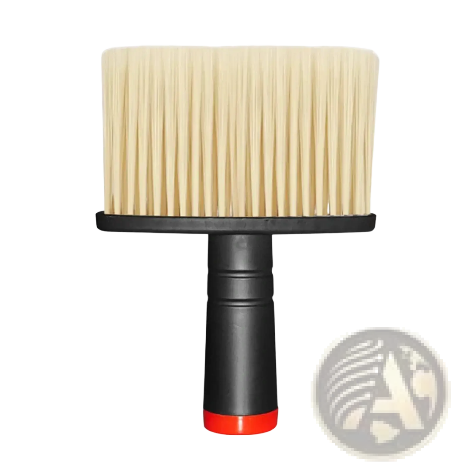 Car detailing brush with a sturdy black handle, dense cream-colored bristles, and red accent for soft interior cleaning