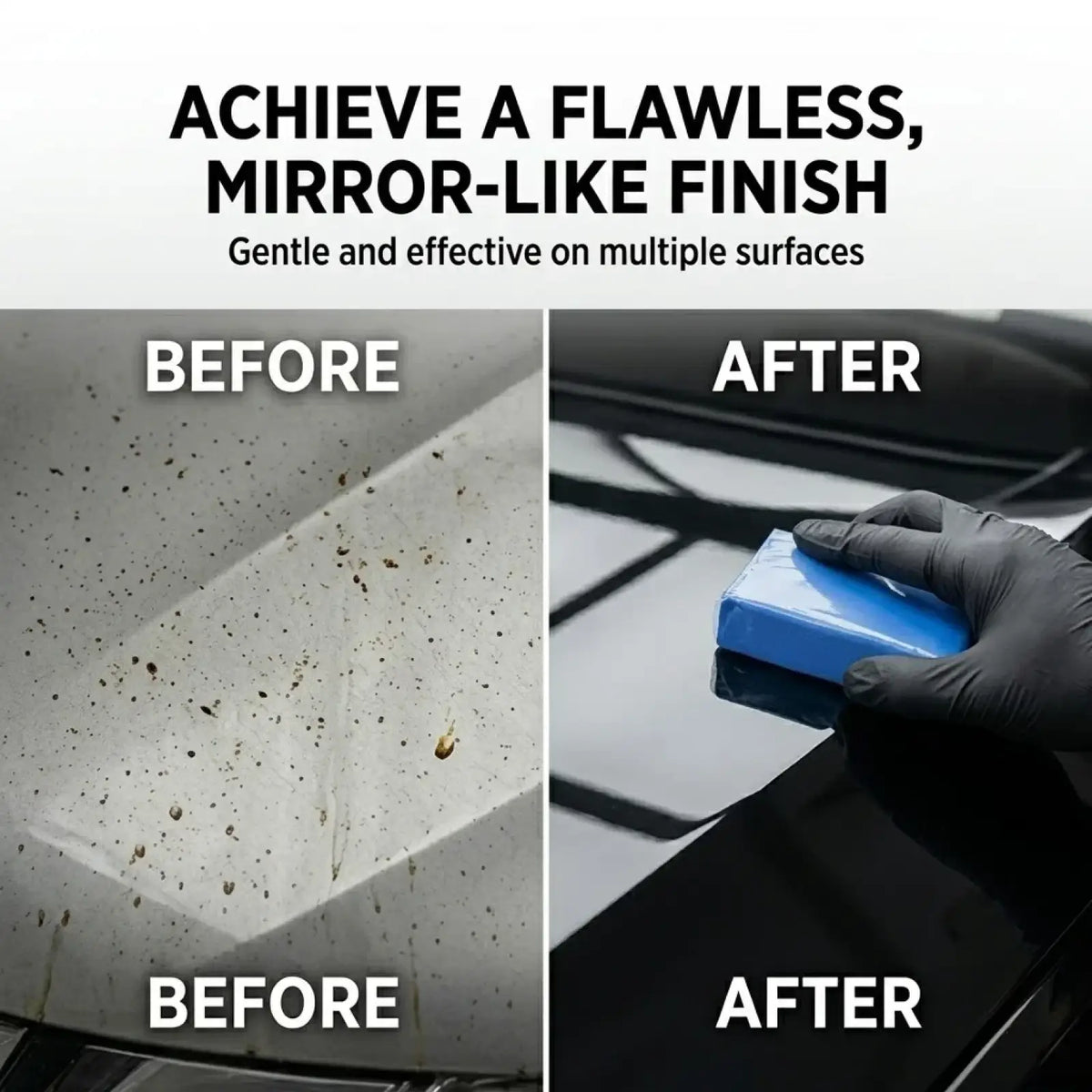 Blue rectangular car detailing sponge made of clay bar material with storage case paint safe for vehicle care