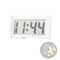White rectangular car digital clock dashboard adhesive display with black segmented numerals showing 1 44