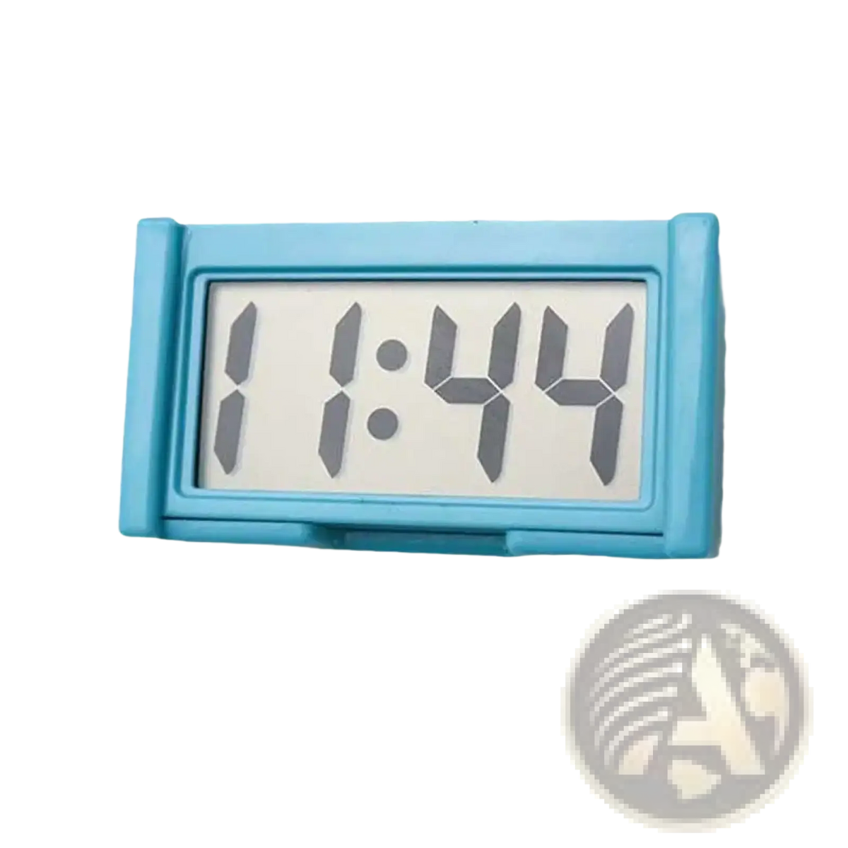 Light blue rectangular car digital clock dashboard adhesive display with minimalist design and gray numerals showing time