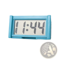 Light blue rectangular car digital clock dashboard adhesive electronic time display with minimalist gray numerals