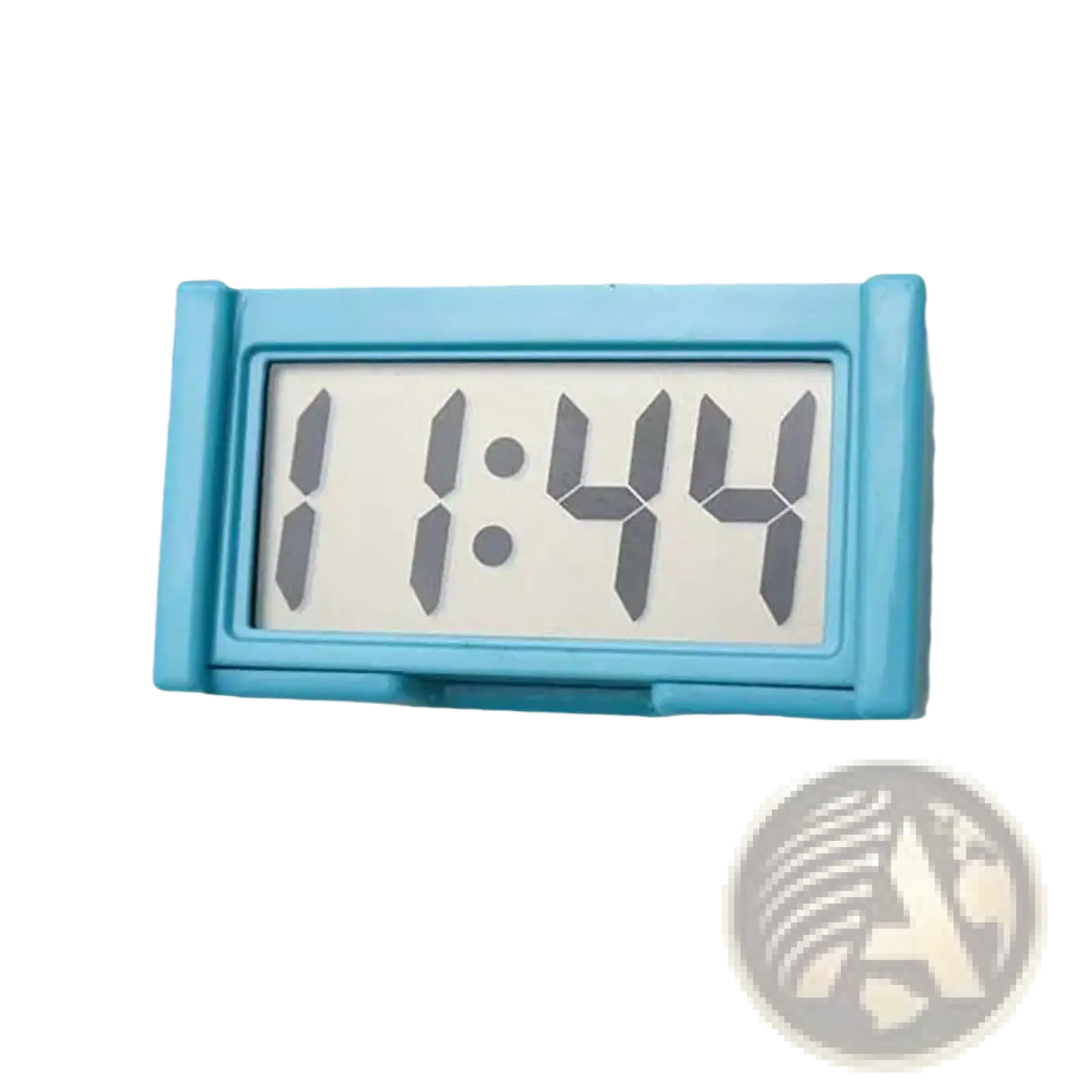 Light blue rectangular car digital clock dashboard adhesive electronic time display with minimalist gray numerals