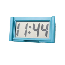 Light blue rectangular car digital clock dashboard adhesive electronic time display with minimalist gray numerals