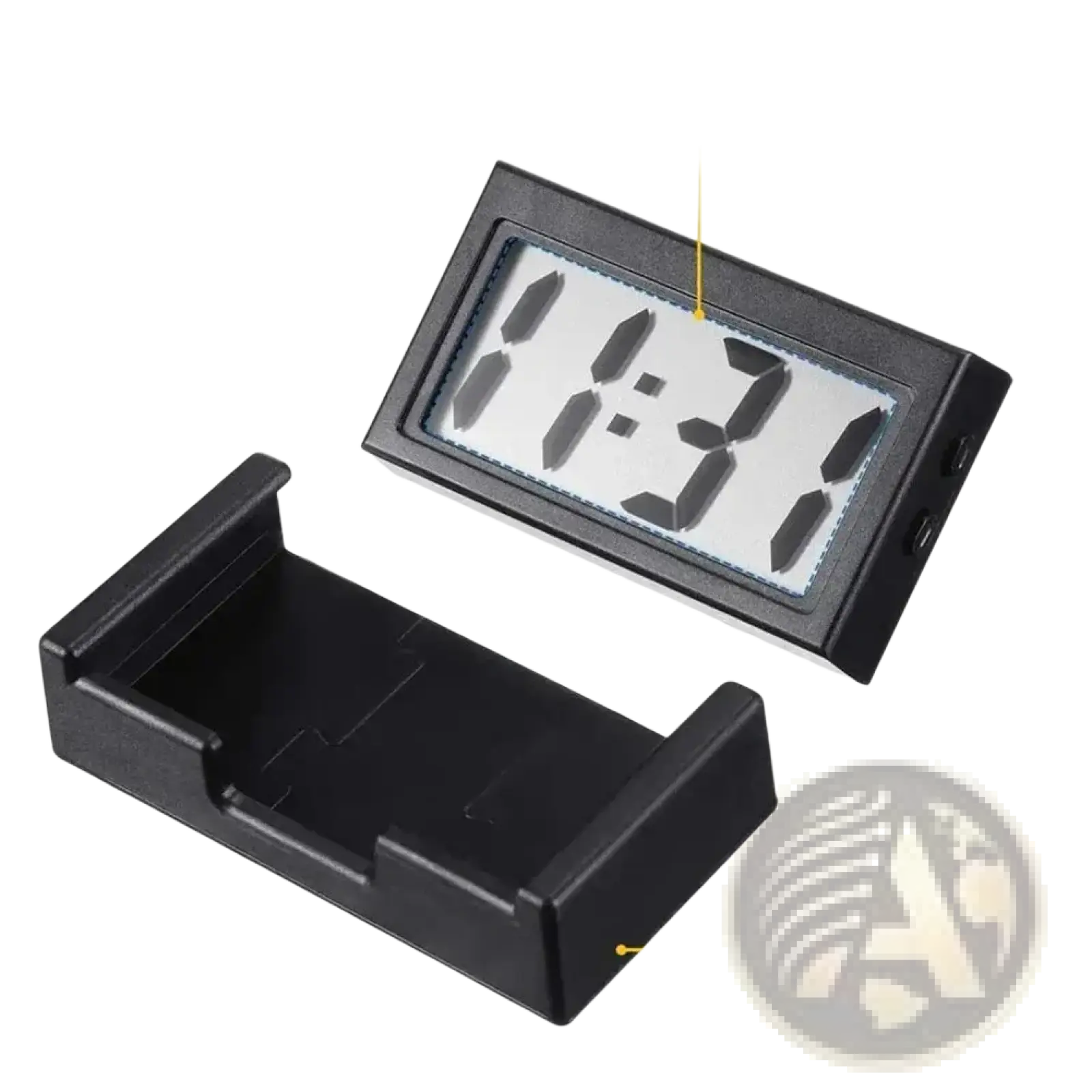Black abs plastic car digital clock with large lcd display showing time 1 31 for dashboard use
