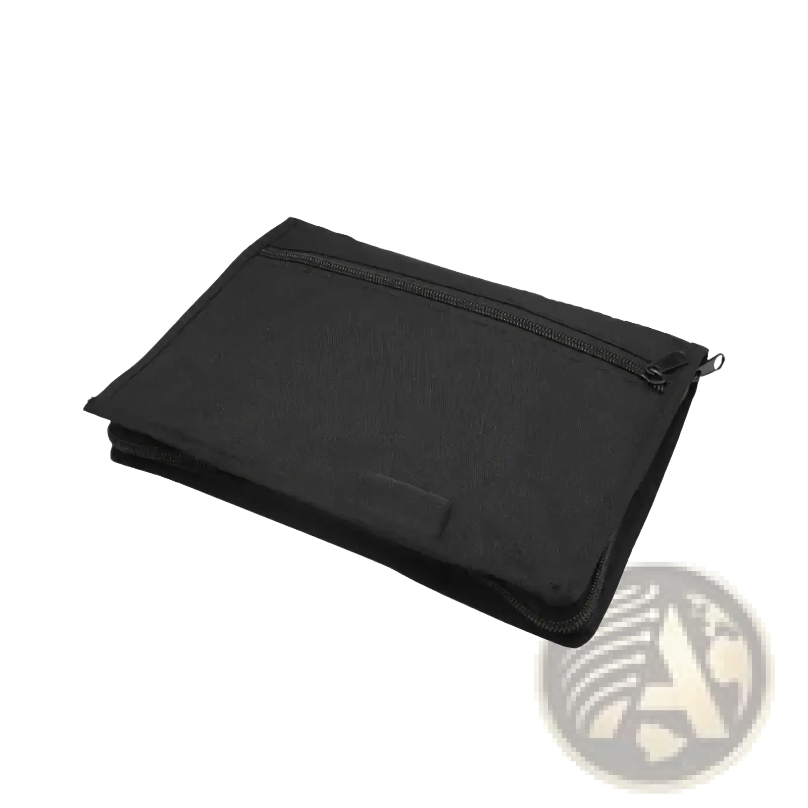 Black fabric car document organizer pouch with zipper closure and reinforced stitching for secure storage