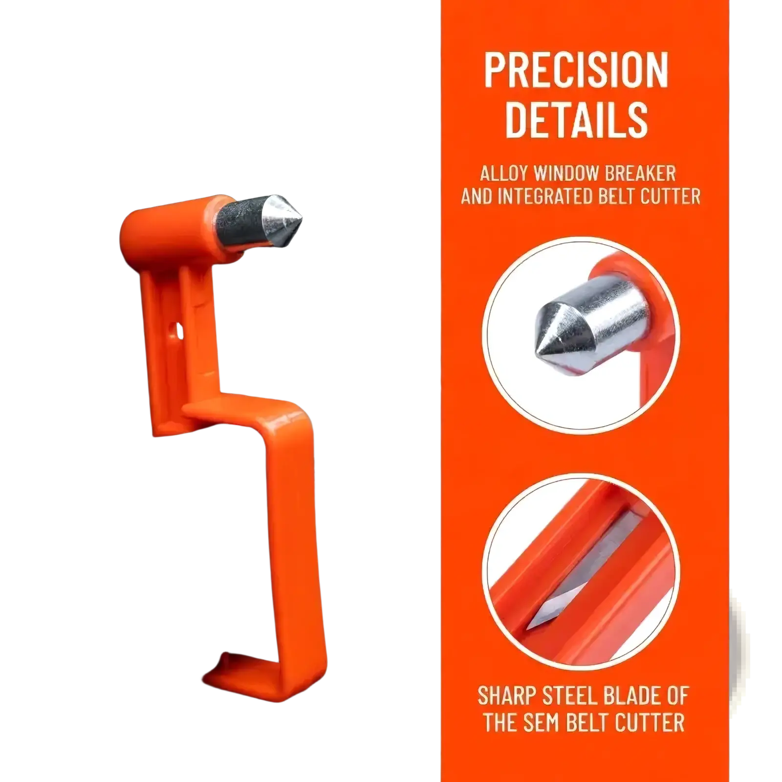 Bright orange alloy car emergency escape hammer with integrated belt cutter for vehicle window breaking