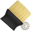 A car interior detailing dust brush with a sturdy black handle and dense golden-yellow soft bristles