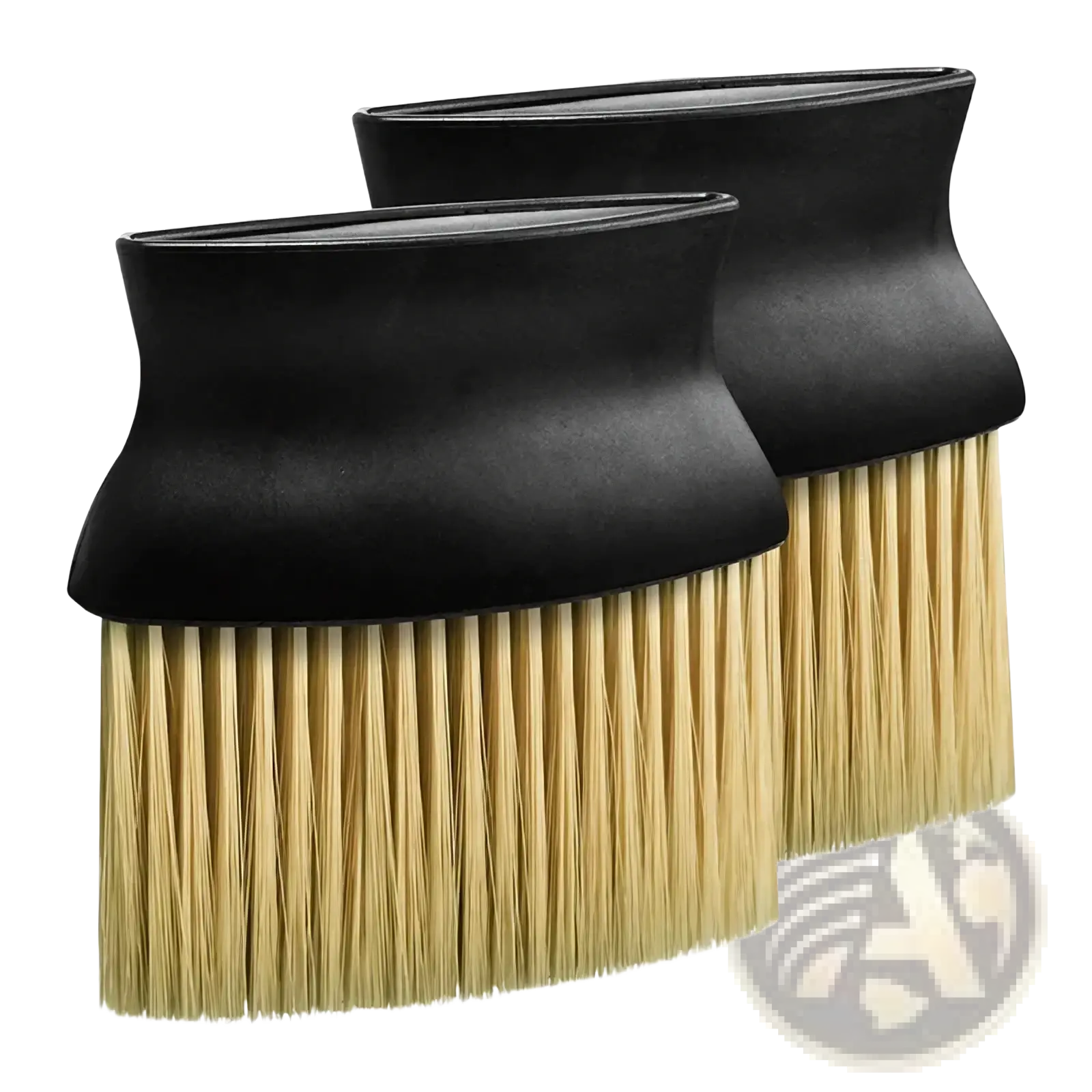 Black-handled car interior detailing dust brushes with soft dense light beige bristles for gentle cleaning