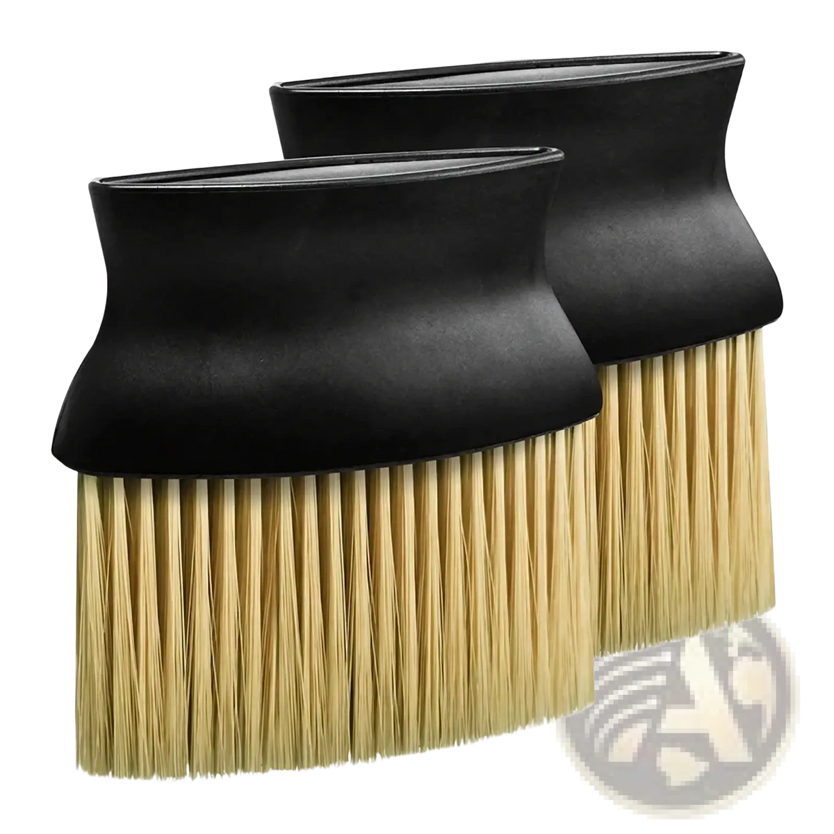 Black-handled car interior detailing dust brush with soft dense light beige bristles for effective cleaning