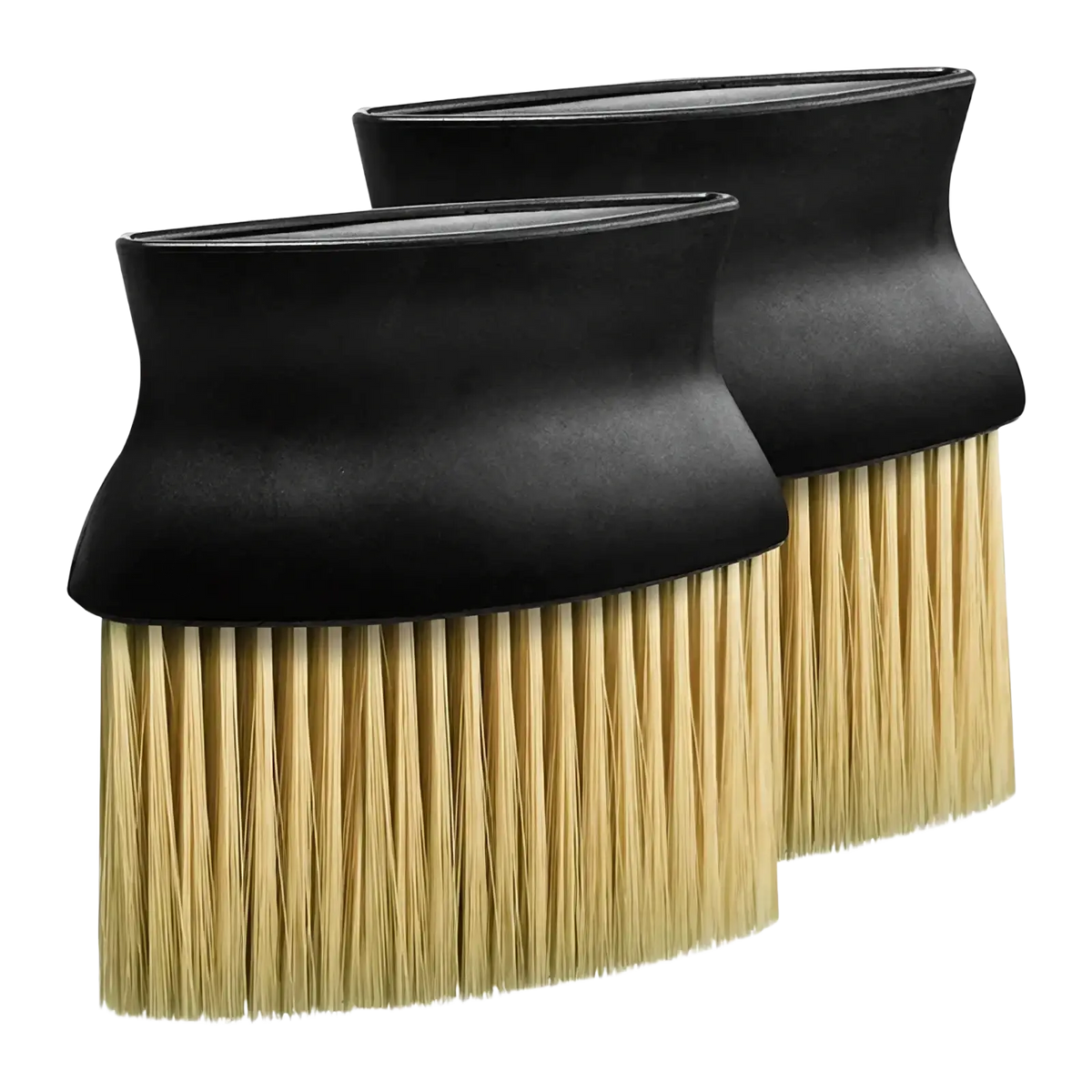 Black-handled car interior detailing dust brushes with soft dense light beige bristles for gentle cleaning
