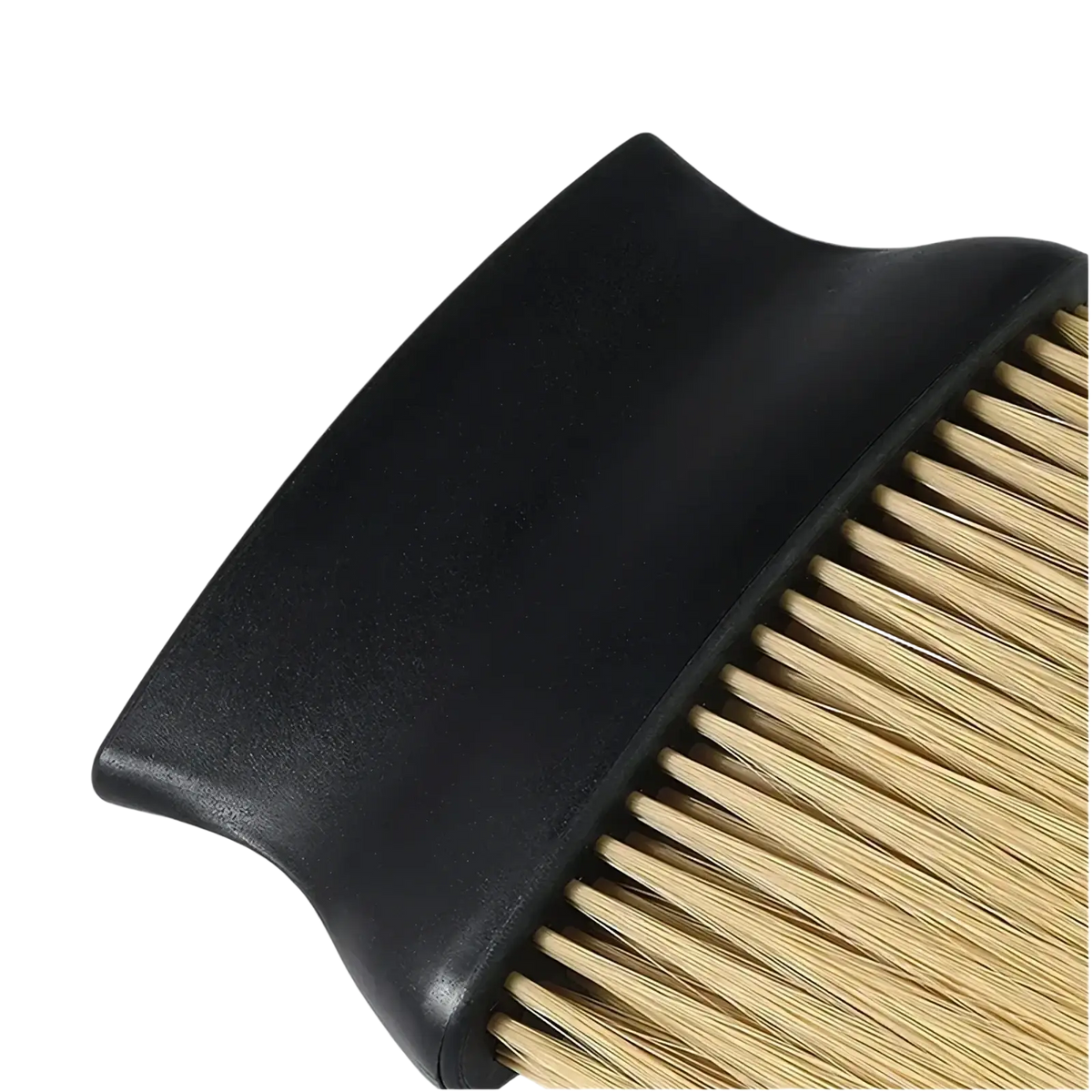 Car interior detailing dust brush with black plastic handle and tan soft bristles for durable cleaning