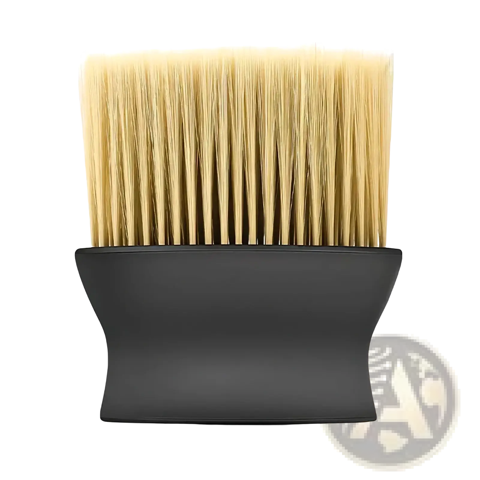 Black plastic-handled car interior detailing dust brush with dense soft beige bristles for delicate cleaning