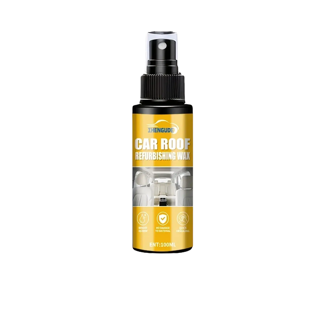 A sleek black 100ml zhenguide car interior detailing spray and leather cleaner with vibrant yellow label for refinishing