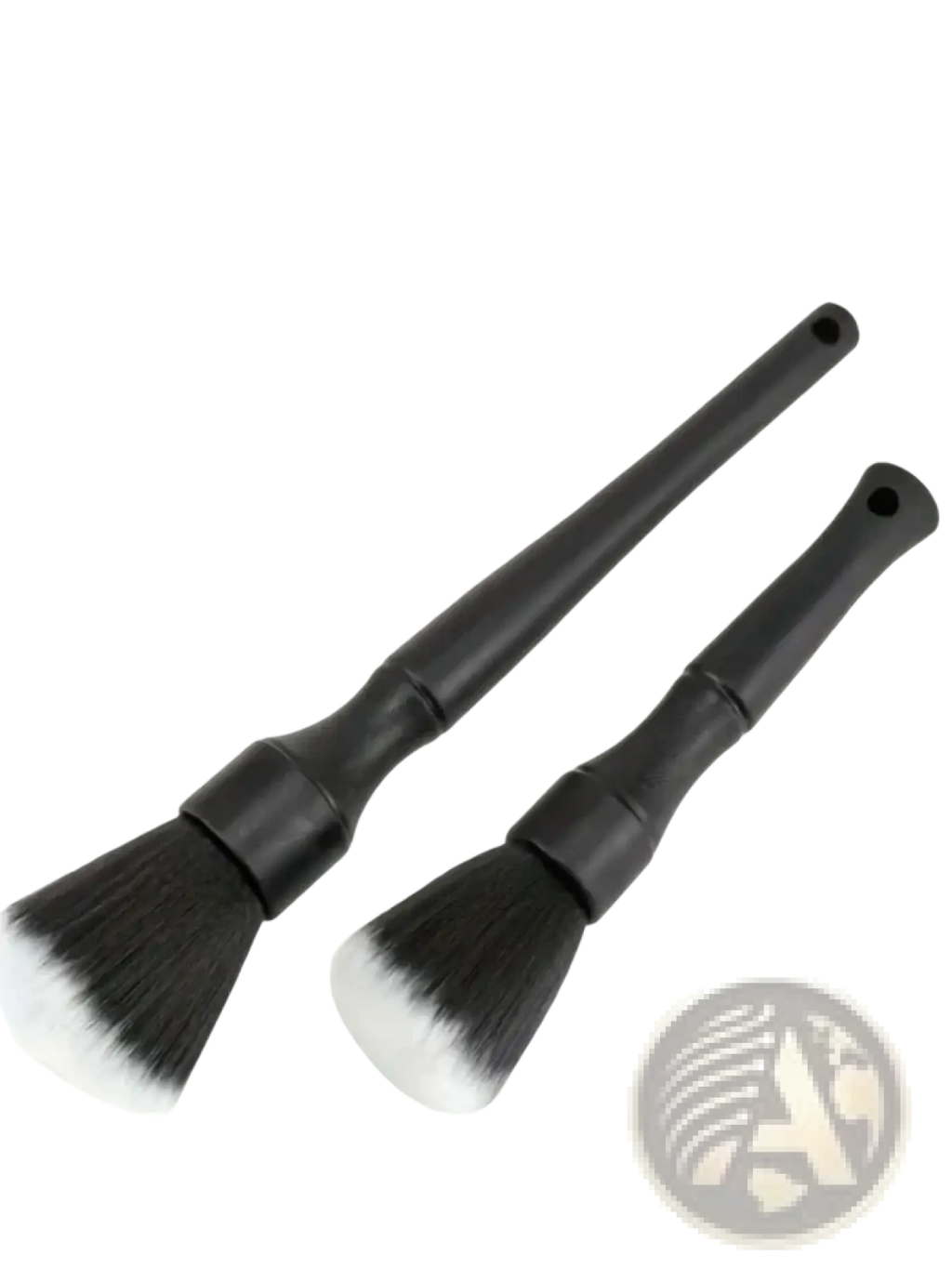 Black car interior soft bristle detailing brushes with dense soft bristles and ergonomic handles for cleaning