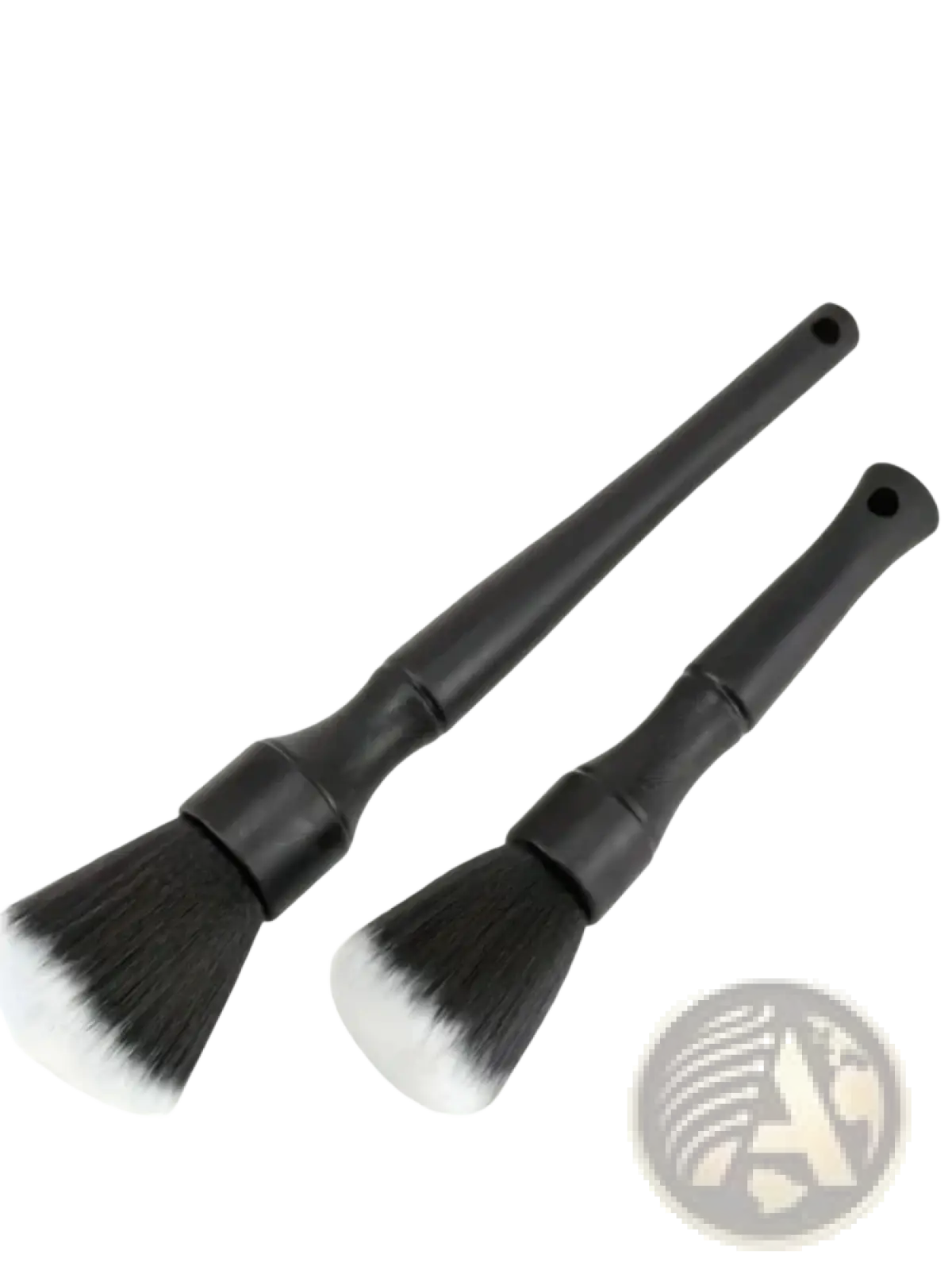 Black car interior soft bristle detailing brushes with dense soft bristles and ergonomic handles for cleaning