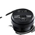 Black circular car inverter with two usb ports and 220v ac outlet for 12v 24v vehicle use