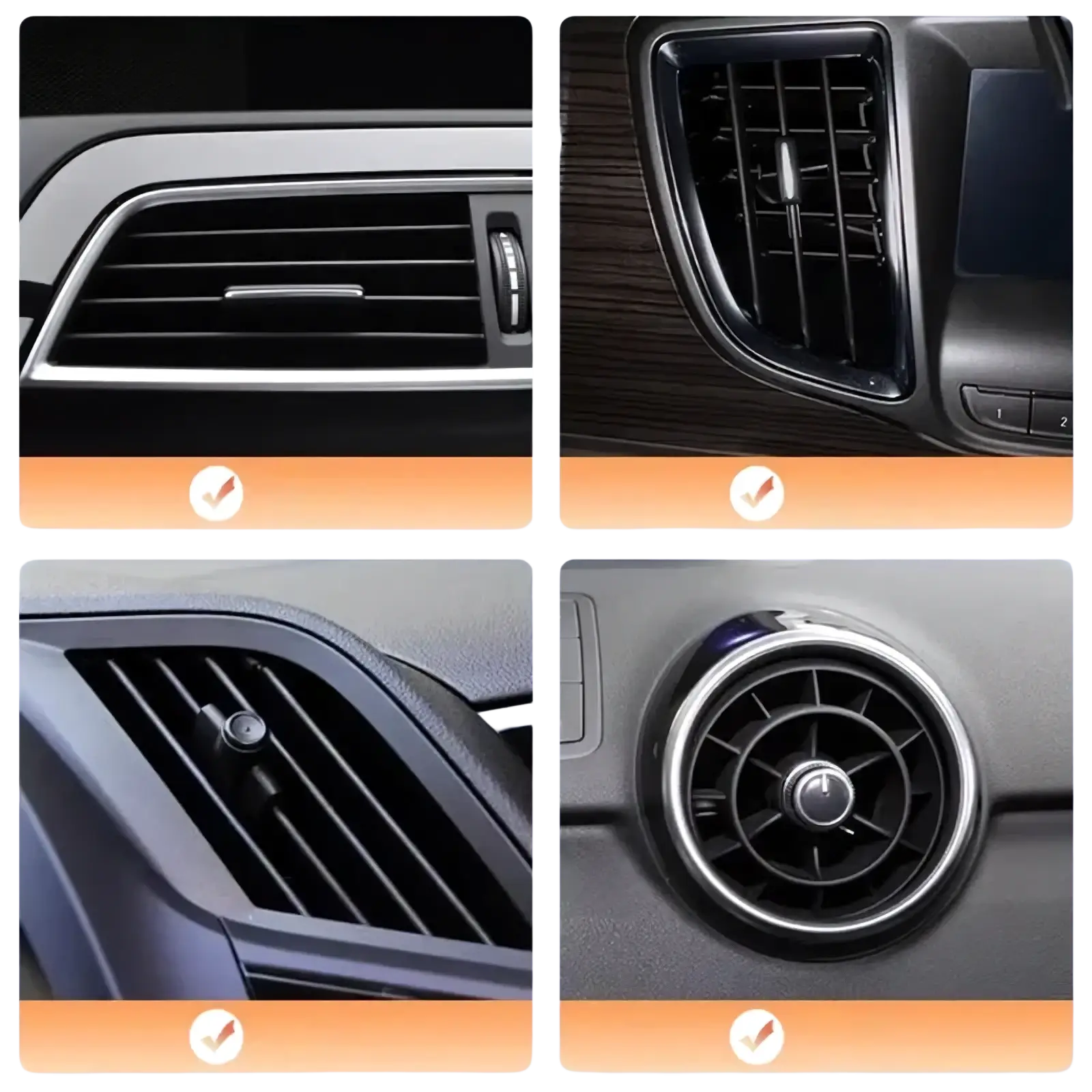 Chrome-finished metal car phone holder vent mount with sleek modern design and black interior air vent grilles