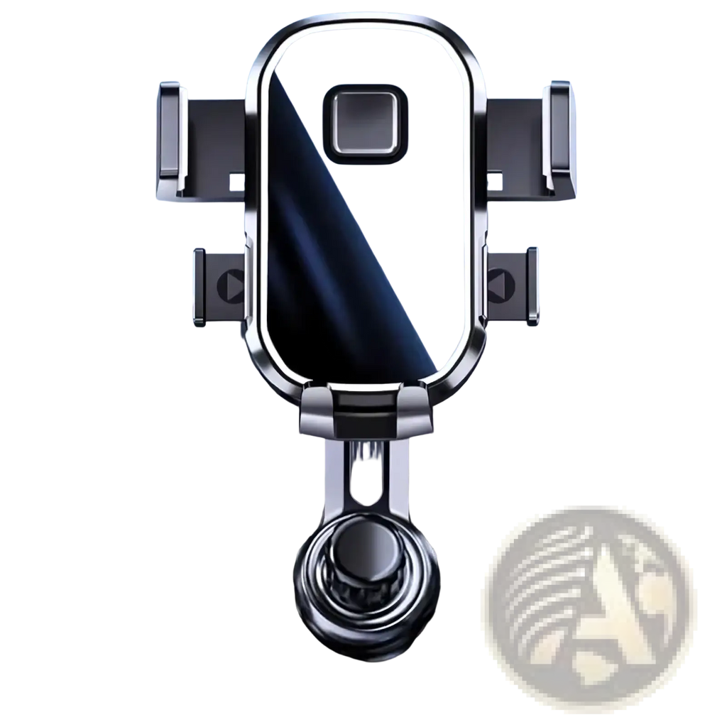 Silver and black car phone holder metal hook vent mount with sleek metallic finish for secure device placement