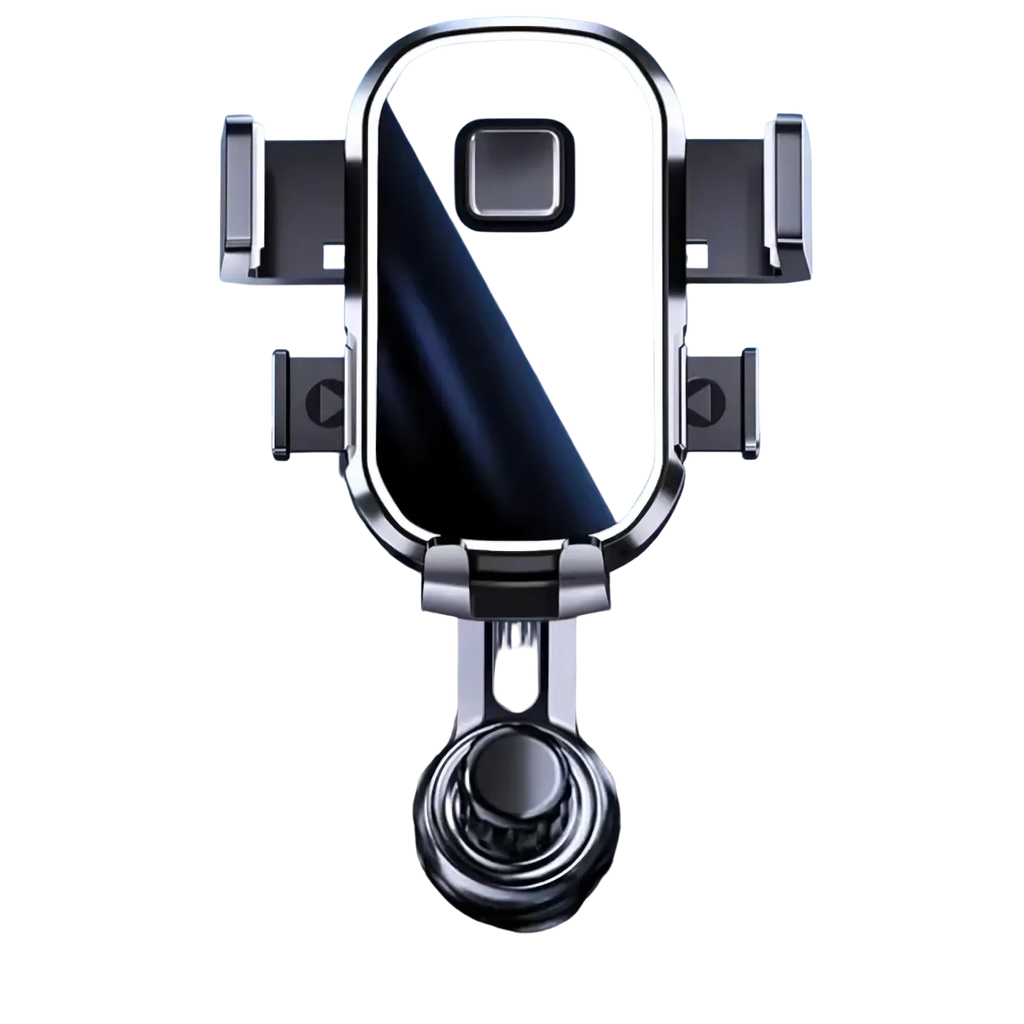 Silver and black car phone holder metal hook vent mount with sleek metallic finish for secure device placement