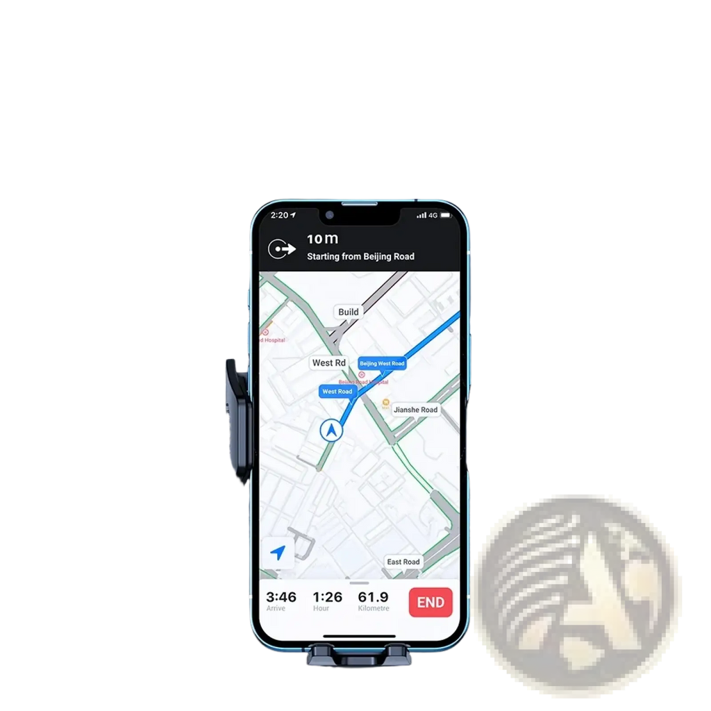 Black car phone holder vent mount with 360-degree rotation and auto locking for secure adjustable navigation viewing