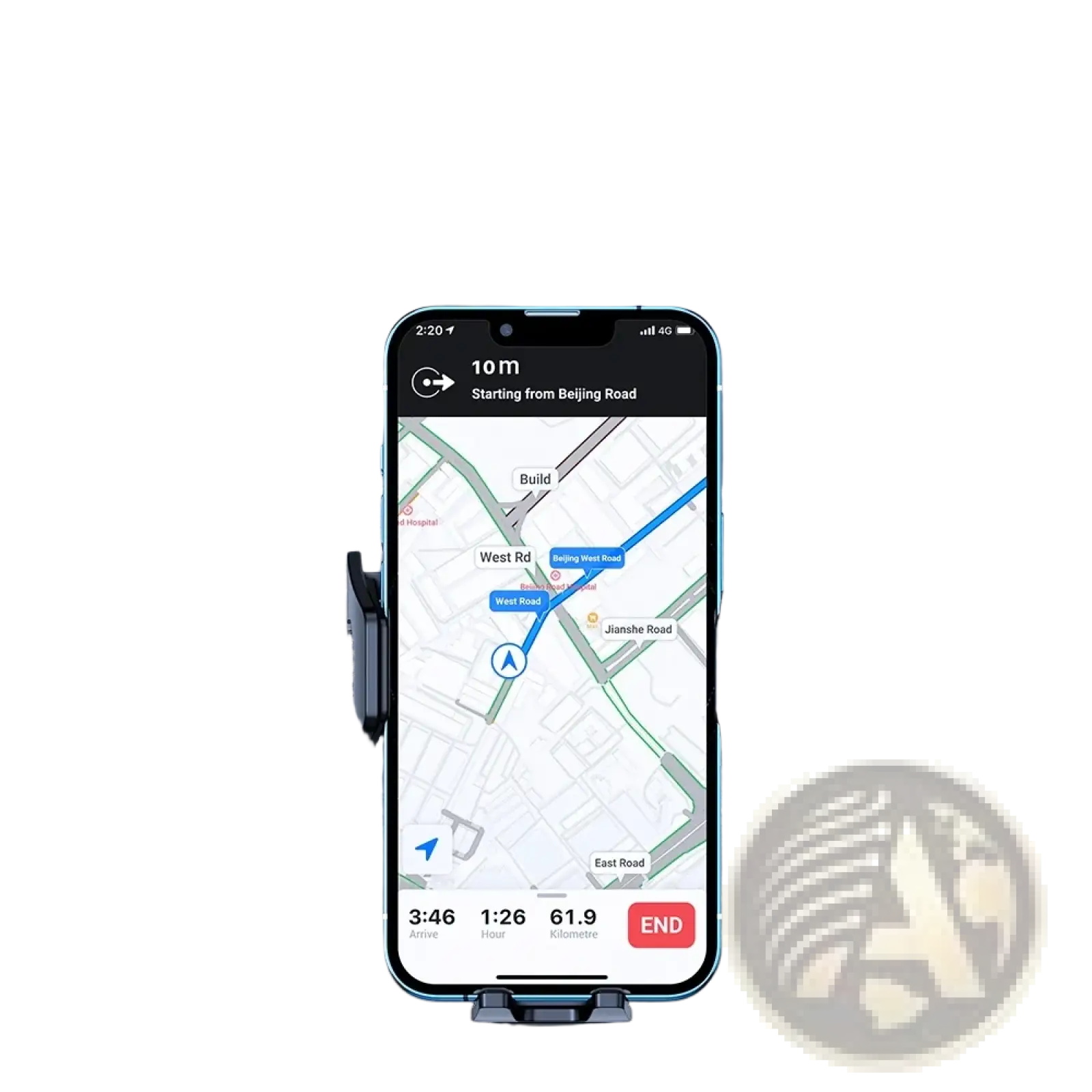 Black car phone holder vent mount with 360-degree rotation and auto locking for secure adjustable navigation viewing
