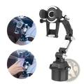 Black and silver adjustable car phone mount with flexible arm for secure 360 adjustable hands free device holding