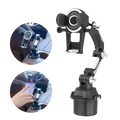 Black and silver adjustable car phone mount with flexible arm for secure 360 adjustable hands free device holding