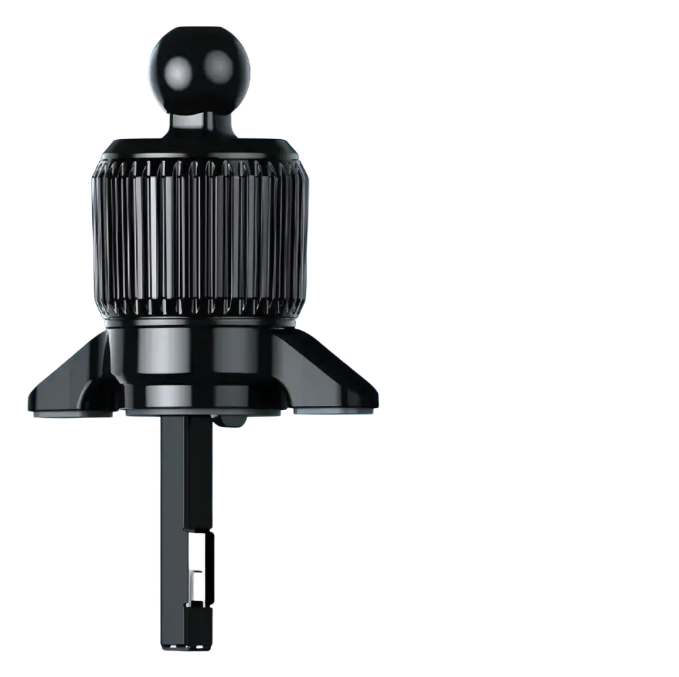 Black magnetic car mount adapter with textured grip and ball joint for car phone and tablet mount with interchangeable balls