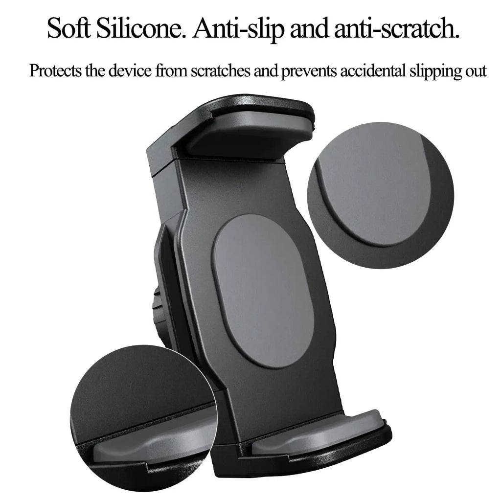 Black soft silicone car phone and tablet mount with anti-slip and anti-scratch features and interchangeable balls