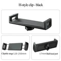 Black h-style clip with textured grip and 17mm ball-head port for car phone and tablet mount interchangeable balls