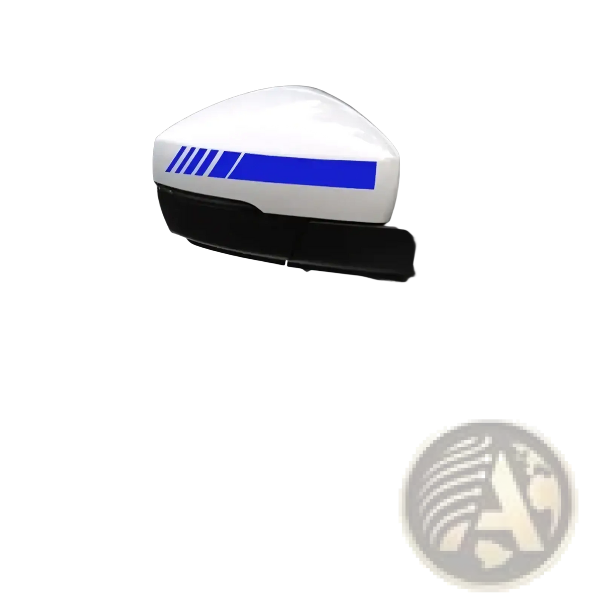 Blue vinyl racing stripe decal for car rearview side mirror in striped decals set for automotive customization
