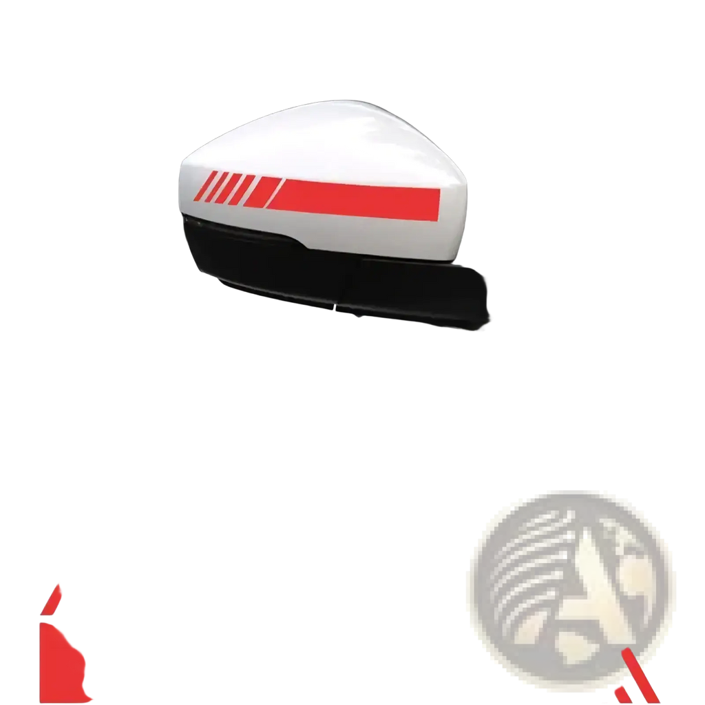 Car rearview mirror striped vinyl decals set featuring red and white striped vinyl decals for side mirror decoration