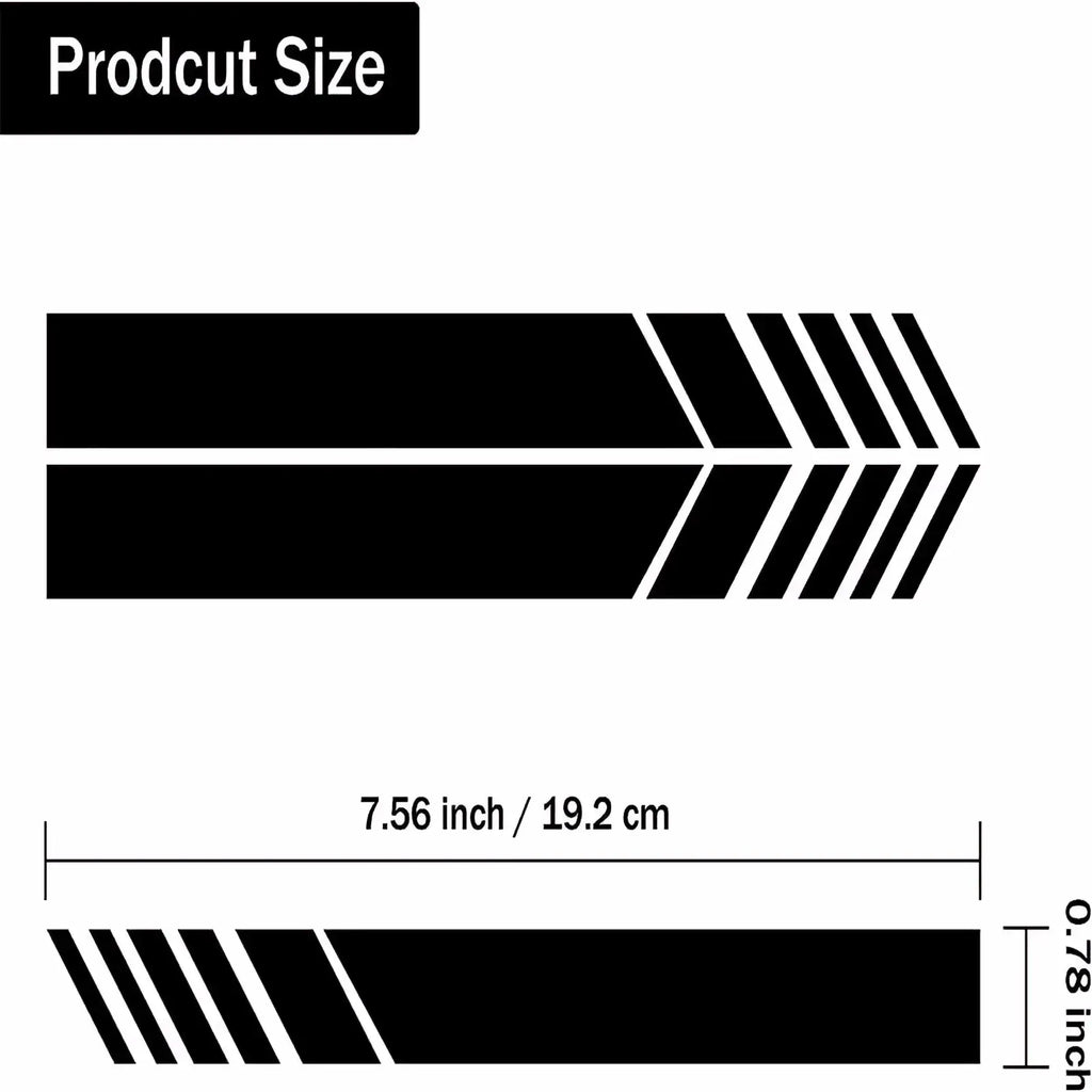 Black arrow-shaped decal with bold geometric design on vinyl for car rearview mirror striped decal set