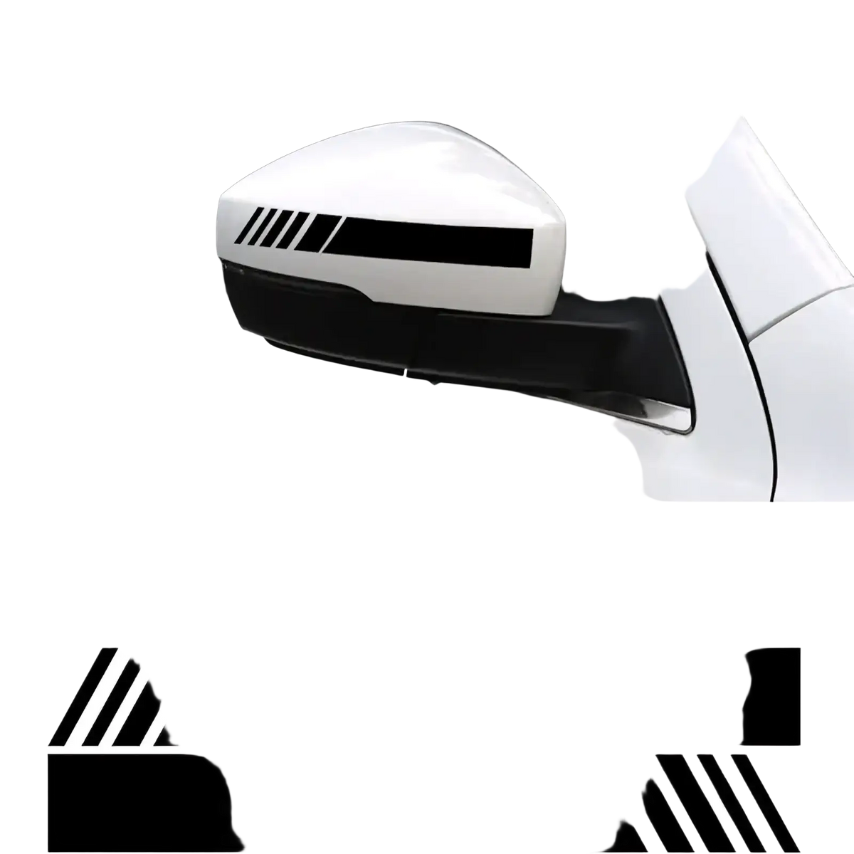 Car rearview mirror striped vinyl decals set with black and white stripes designed for car side mirror decoration